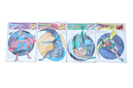 Sealed 4 Piece DC Super Friend Stick-Ons Packs - Superman Batman Aquaman Robin