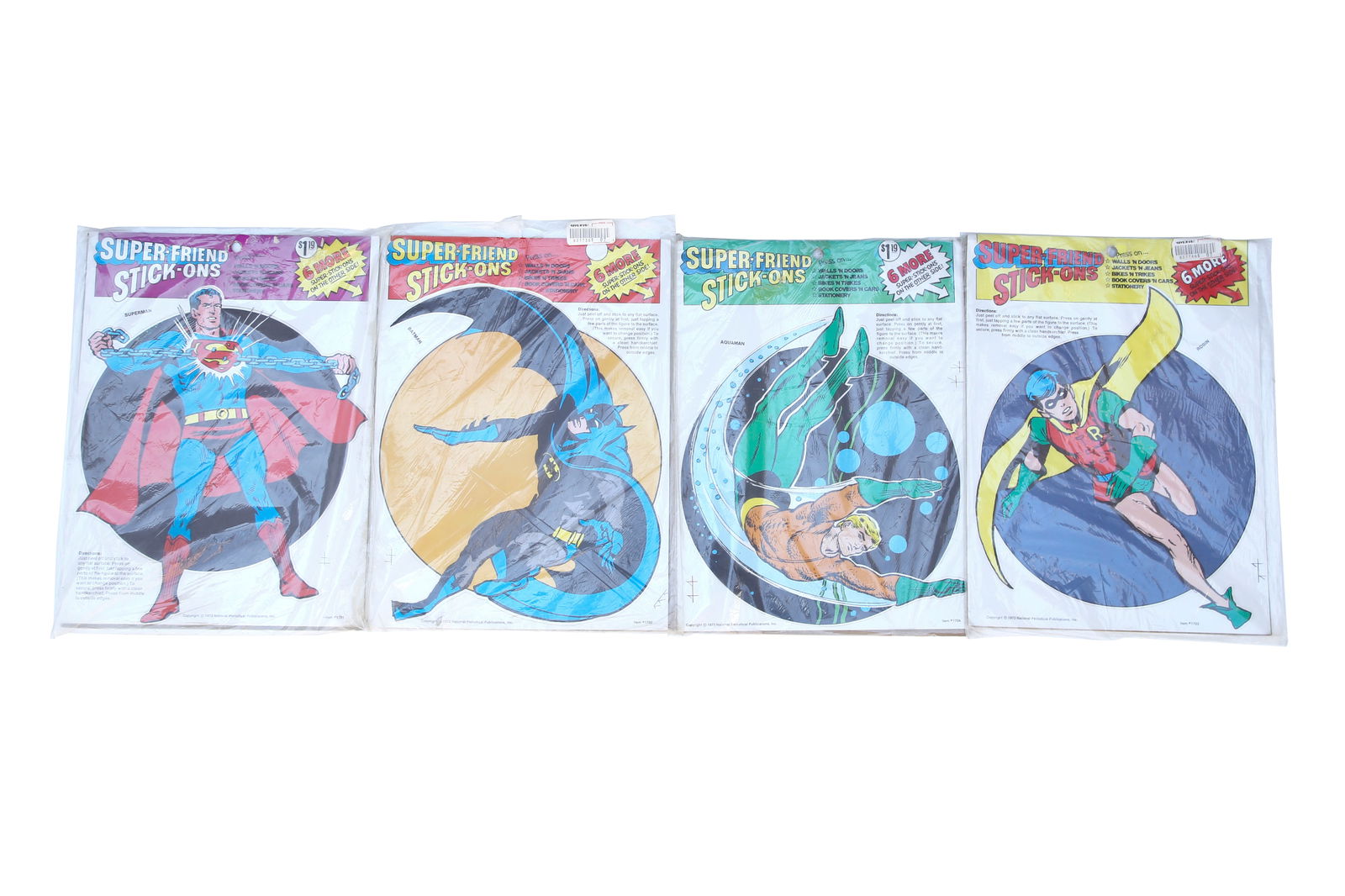 Sealed 4 Piece DC Super Friend Stick-Ons Packs - Superman Batman Aquaman Robin (1 of 9)