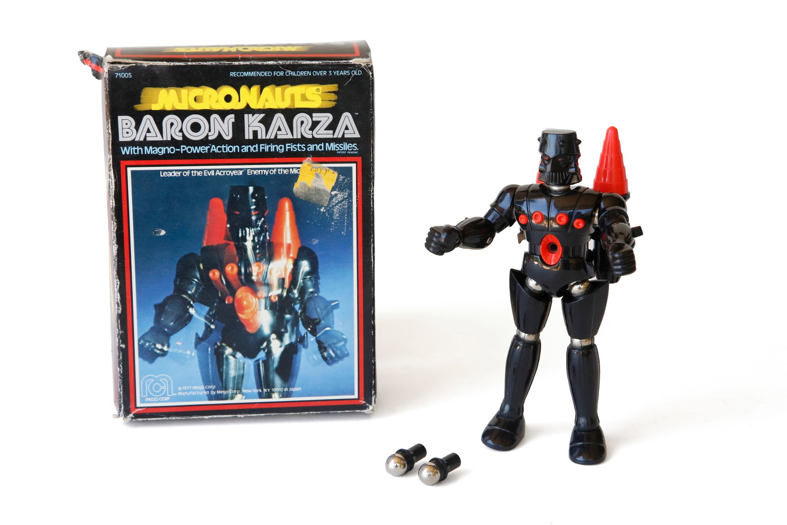 Micronauts Baron Karza w/ Original Box #1: Nice piece. Please note this Karza is missing the middle chest accessory. See pictures for details.