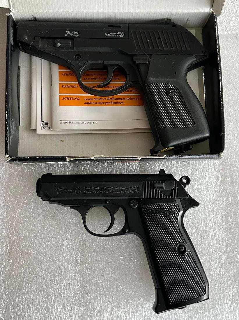 Lot of 2 Pellet Pistols Air Guns Walther PPK .177 & Gamo P23 (1 of 9)