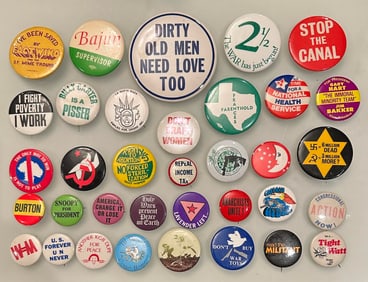 35 Vintage 1970s Protest Peace and Political Buttons Pinbacks