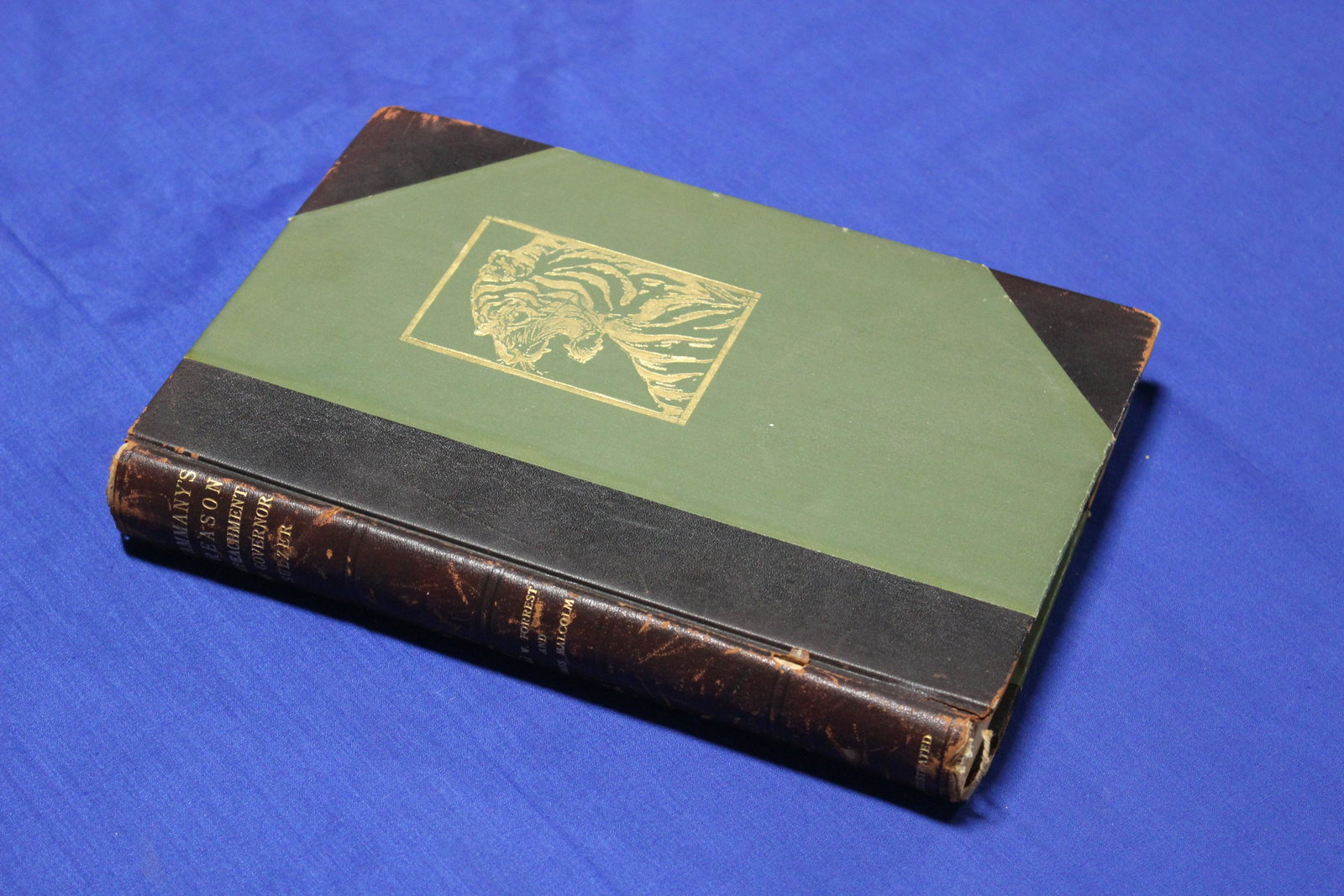 Tammany’s Treason Impeachment of Governor William Sulzer Forrest, Jay W. Malcolm, James: 6+9 in 456 pages hardcover with some rips on back cover gilt lettering, gilt illustration on front cover spine is intact with some rips black and white illustrations pages in great shape