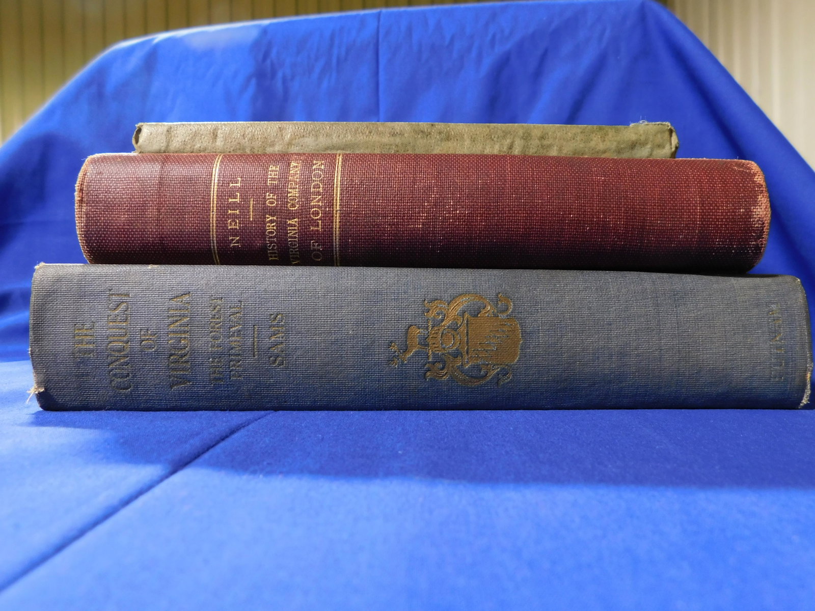 Lot of 3: U.S. States: History of the Virginia Company of London, Neill, Edward, D. Albany, NY, 1869, 7” x 8.5”, 432 pgs. A Discourse on Rhode Island, Ross, Arthur A., Providence, 1838, 4.5” x 7.5”, 