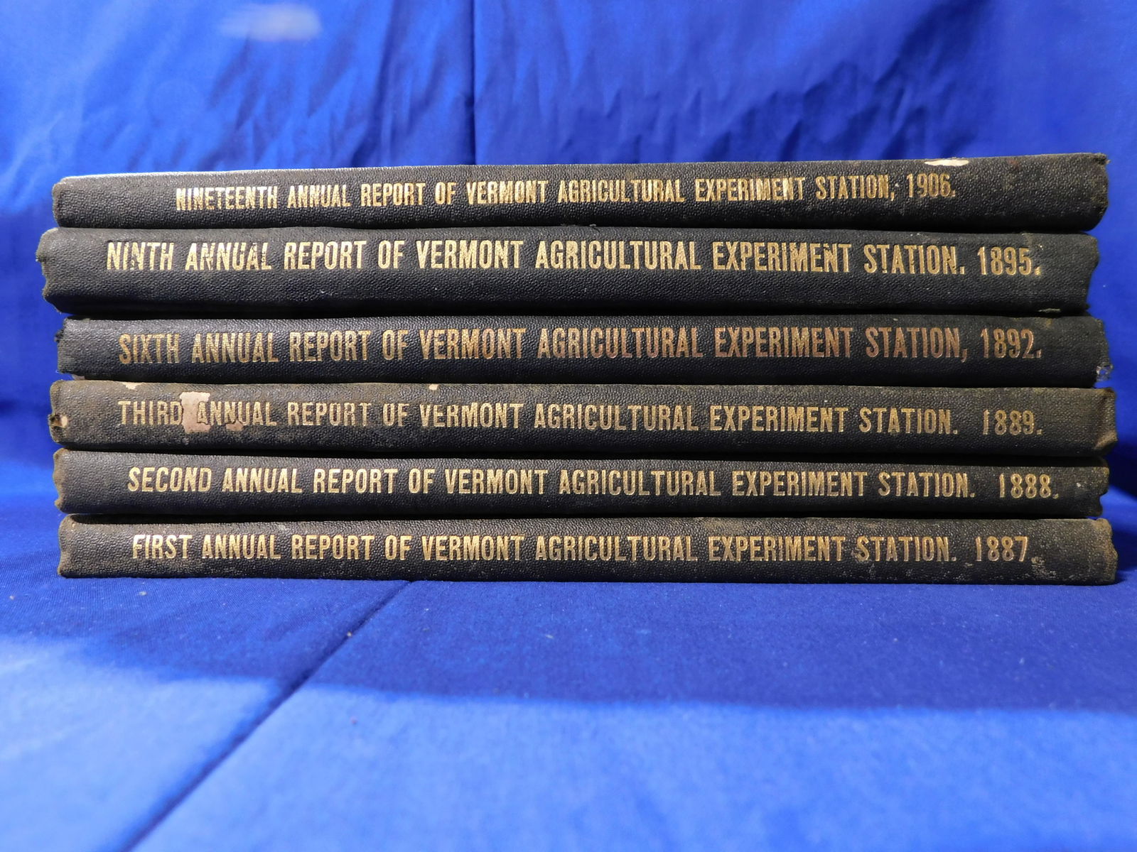 Lot of 6:  Annual Reports OF Vermont, 6 vols., Agricultural Experiment Station, Vermont, 1887-1906. (1 of 2)