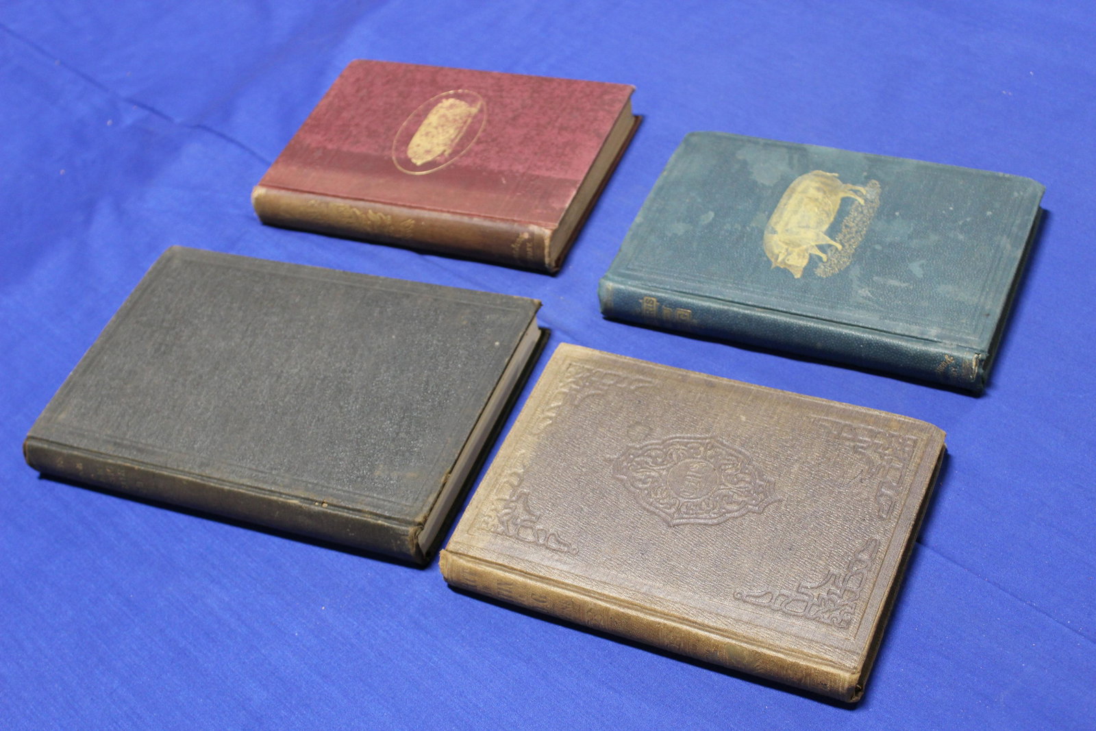 Lot of 4: Swine: The Hog, Youatt, William, 5 x 7.5”, 231 pgs., Harris on the Pig, Harris, Joseph, 5x7.5, 250 pgs. Swine Husbandry, Coburn, F.d., 1898, 5x7.5, 311 pgs., Diseases of Swine and Other Domestic Animal