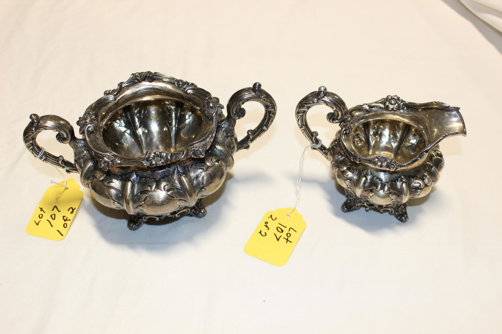 1846 Victorian sterling silver cream and sugar set (1 of 10)