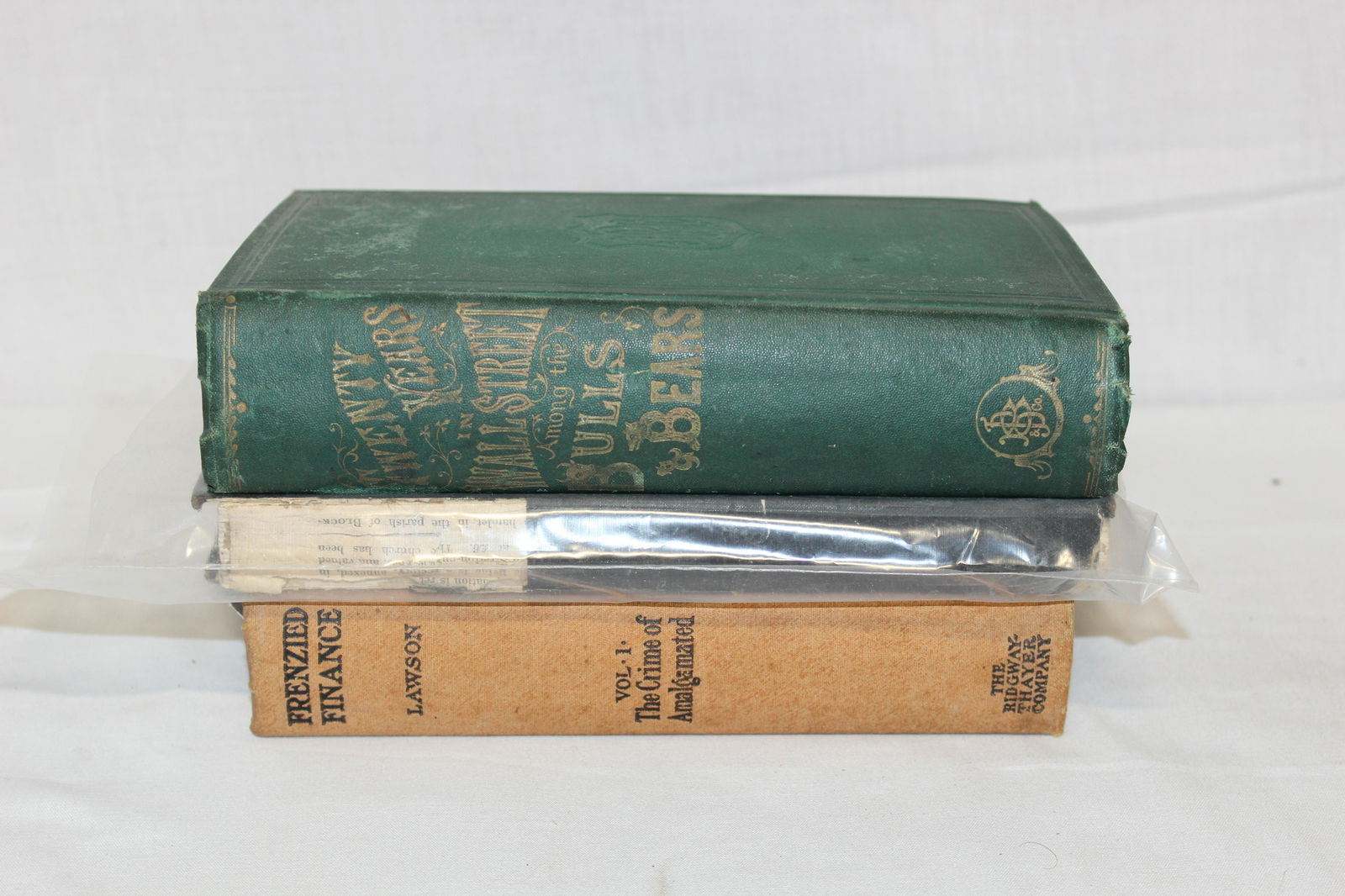 (3) ANTIQUE BOOKS ON THE SUBJECT OF WALL STREET and MARKETS â€“ 1840-1905 w/ First Edition (1 of 6)
