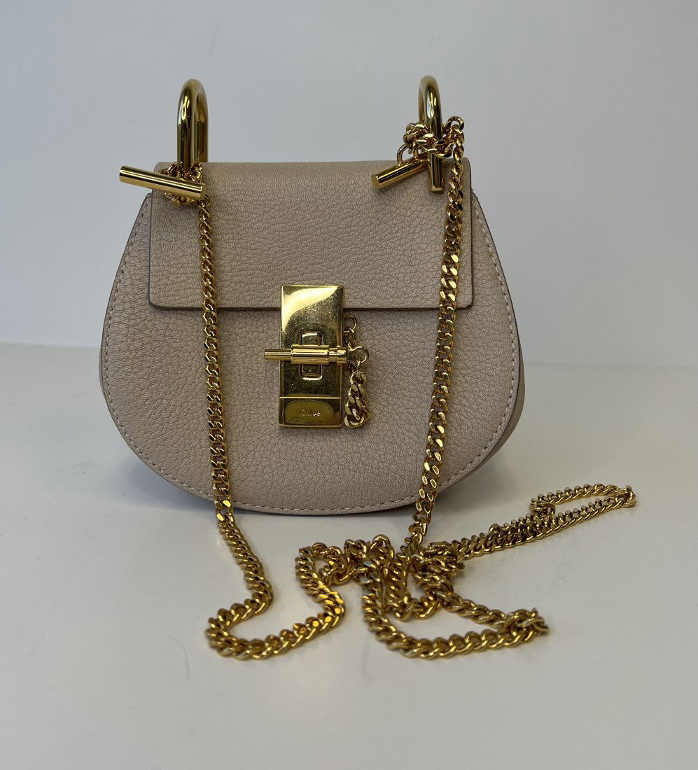 Chloe Handbag: Chloe Handbag "Drew" Small Size, Light Grey , Used Condition, Authenticity Guaranteed ,CA, FL, NY, TX