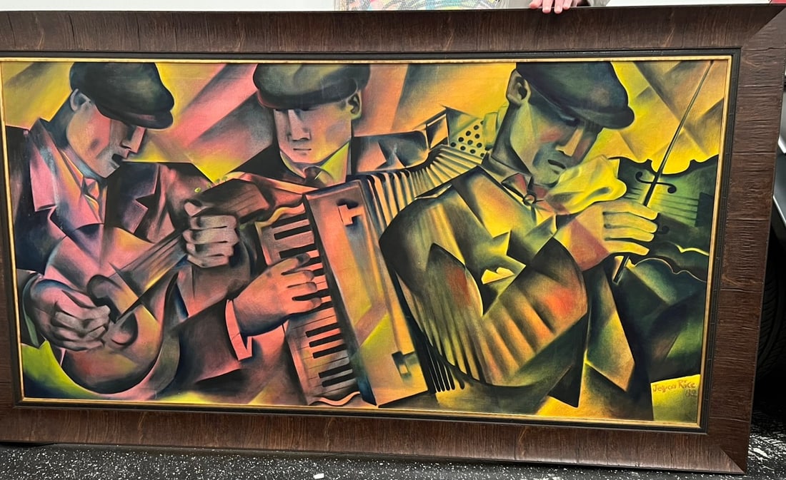 Fine Art: Painting By Jessica Rice Frame (81inWx45inH) Painting (71.5inWx35.5inH) Very Good Condition, Authenticity Guaranteed. Sale Subject to Confirmation.