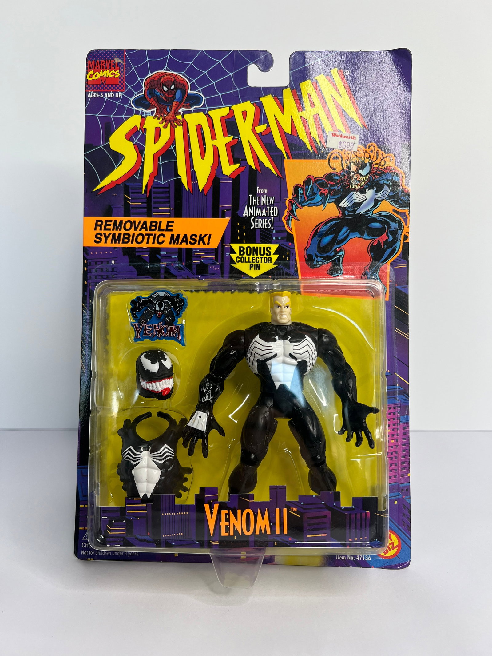 Spider-Man: Spider-Man "Venom II" 1995 Removable Symbiotic Mask, New Condition (OnceTwice is not responsible for the correct description, authenticity, genuineness of, or defect of any lot and makes no warranty i