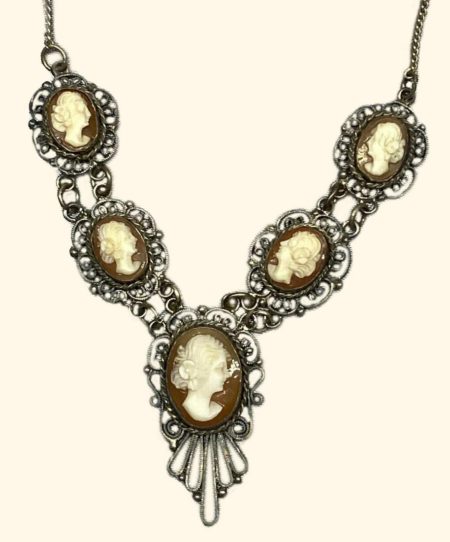 Rarities Vintage Carved Cameo Lady Profile Necklace (1 of 8)