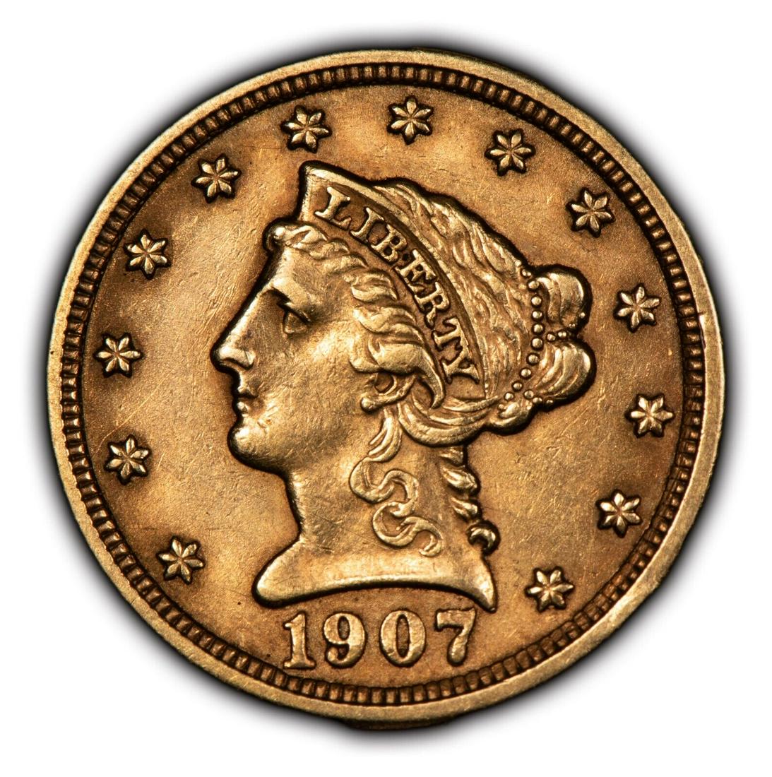 Gold $2.5 Liberty Lady Profile Eagle Shield Arrows (1 of 2)
