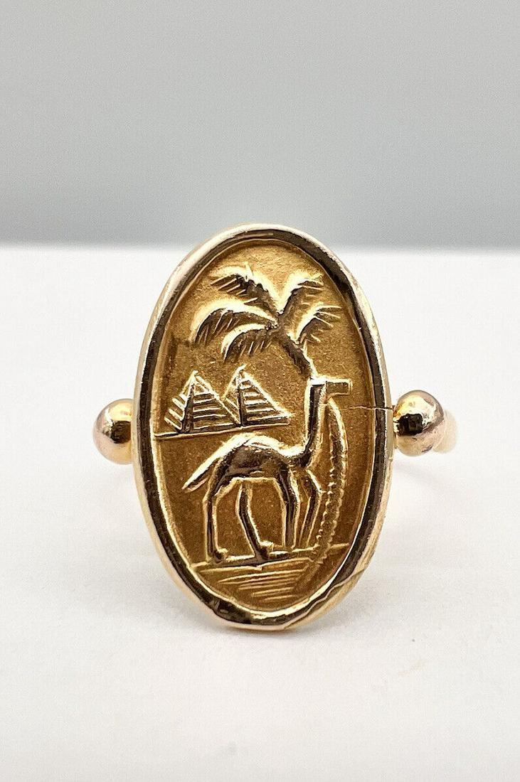 Rare Egyptian Design Gold Ring Collectible Jewelry (1 of 6)