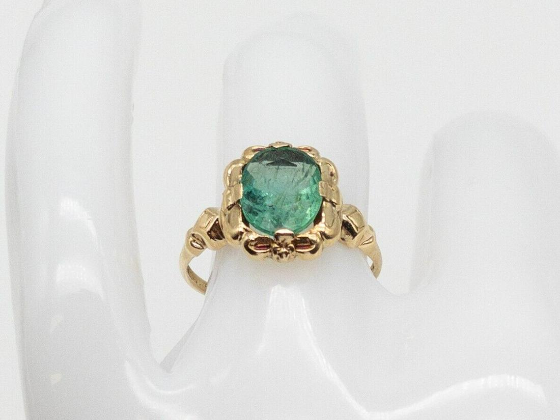 Intricate Vintage Gold Ring Emerald Stone Jewelry (1 of 6)