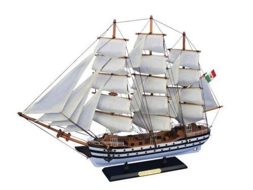 Fully Assembled Amerigo Vespucci Tall Ship Model: This fully assembled scale ship model of the Amerigo Vespucci. It scales 1:122 and measures 24" x 4" x 17" (inches). This ship is made of high-quality woods including southwest cherry, white orchis, b