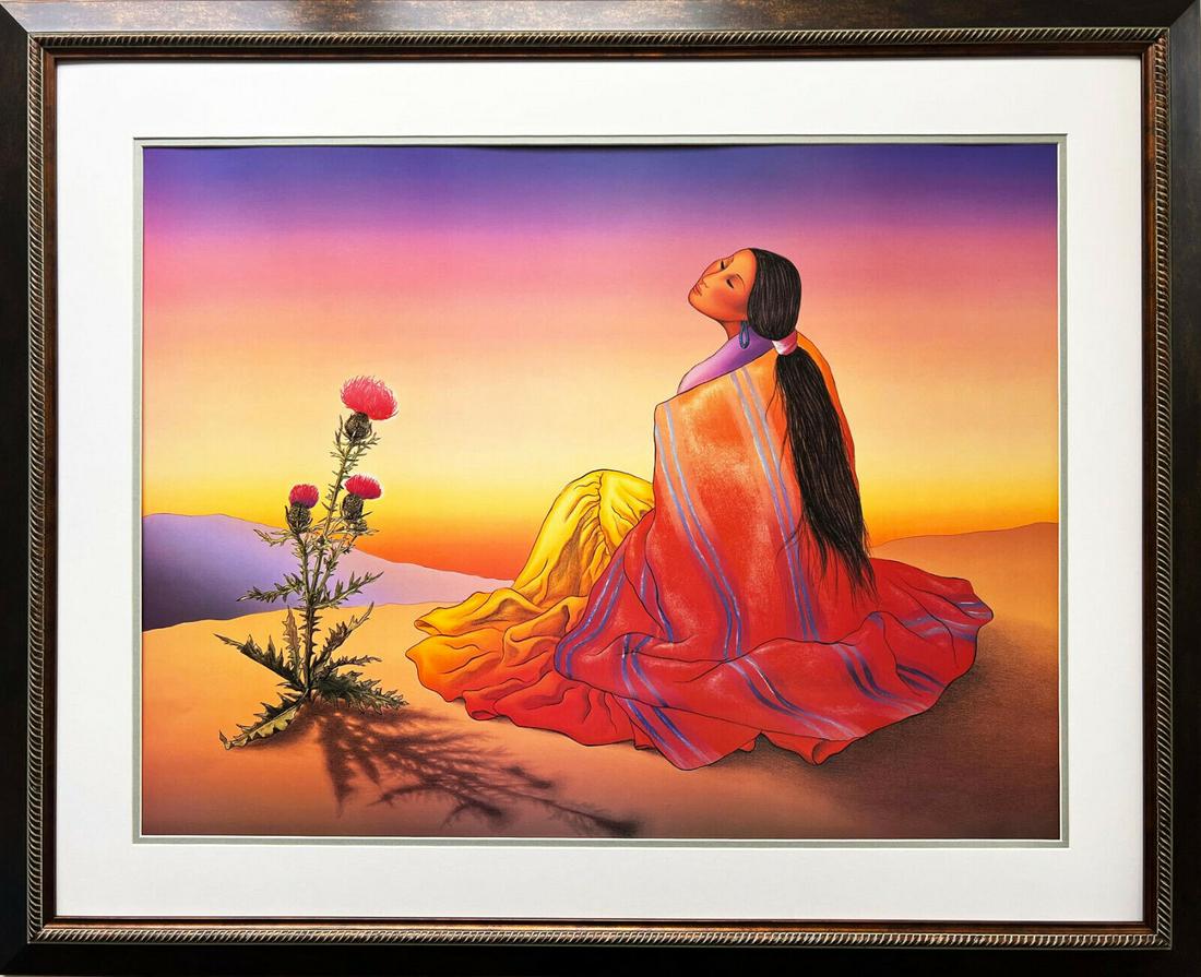 Collectible Indian Girl Framed Lithograph Artwork (1 of 2)