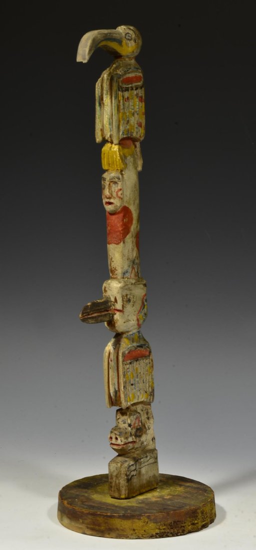 North West Coast Tlingit Wood Model Totem Pole (1 of 9)