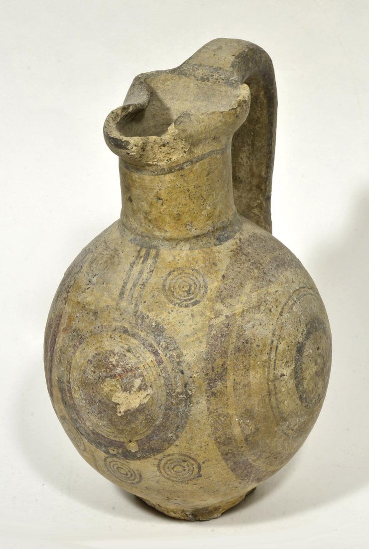 Ancient Cypriot Polychrome Pottery Bullseye Jug (1 of 5)