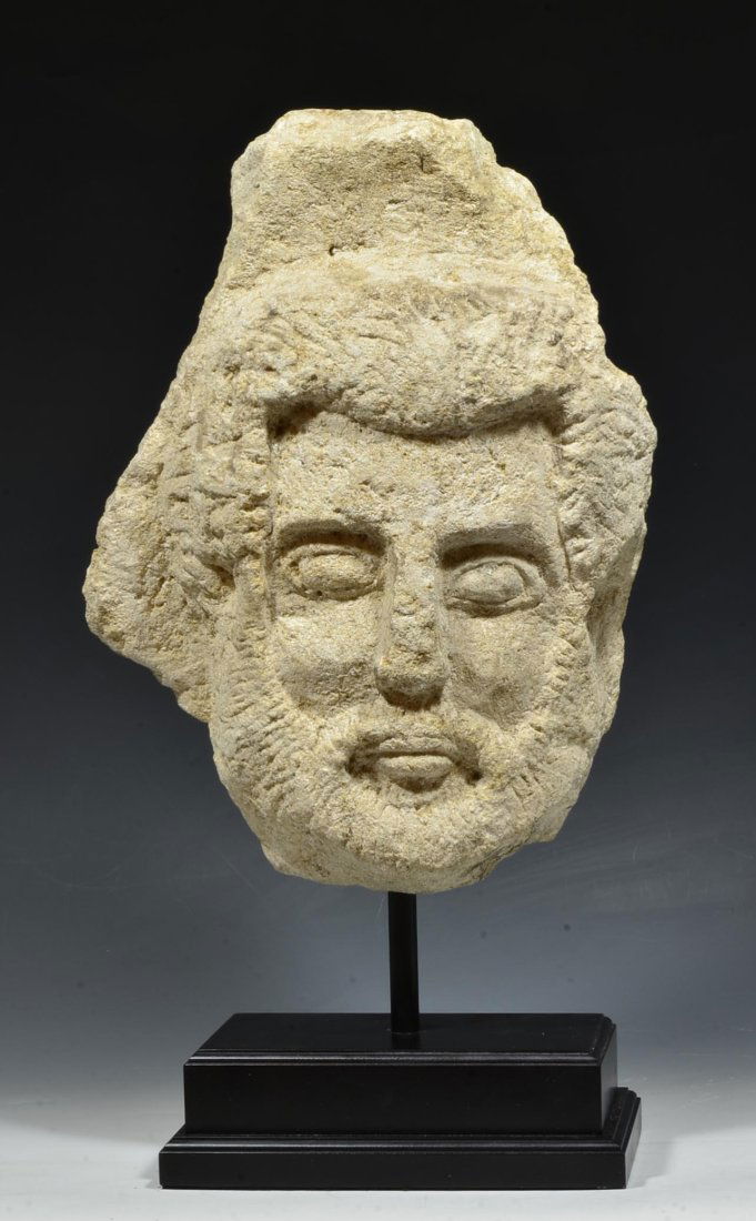 Large Roman Limestone Relief Head of a Bearded Male (1 of 7)