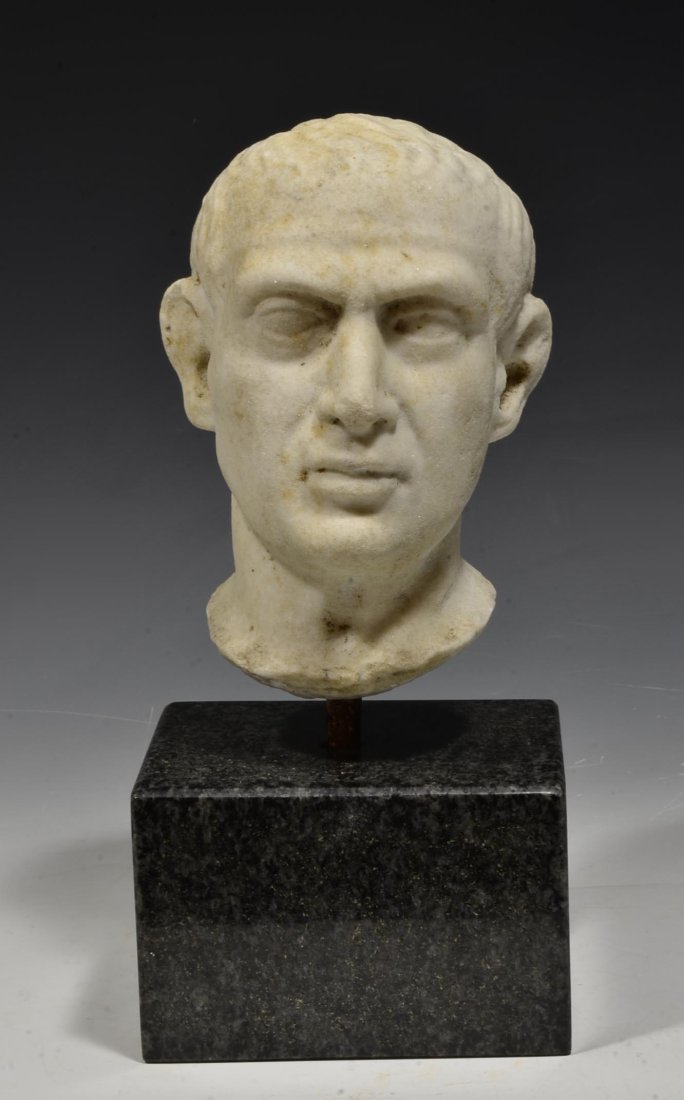 Roman Marble Male Veristic Head of a Patrician (1 of 10)