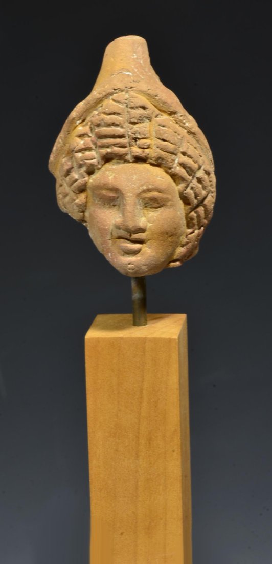 Roman-Egyptian Terracotta Female  Head with Elaborate Hairdo (1 of 5)
