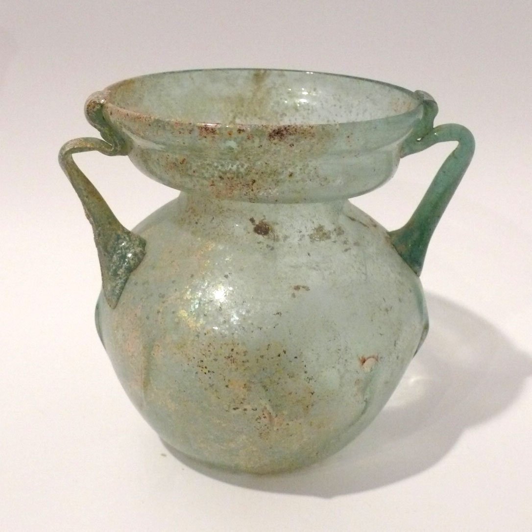 Roman Green Glass Twin Handled Jar (1 of 3)