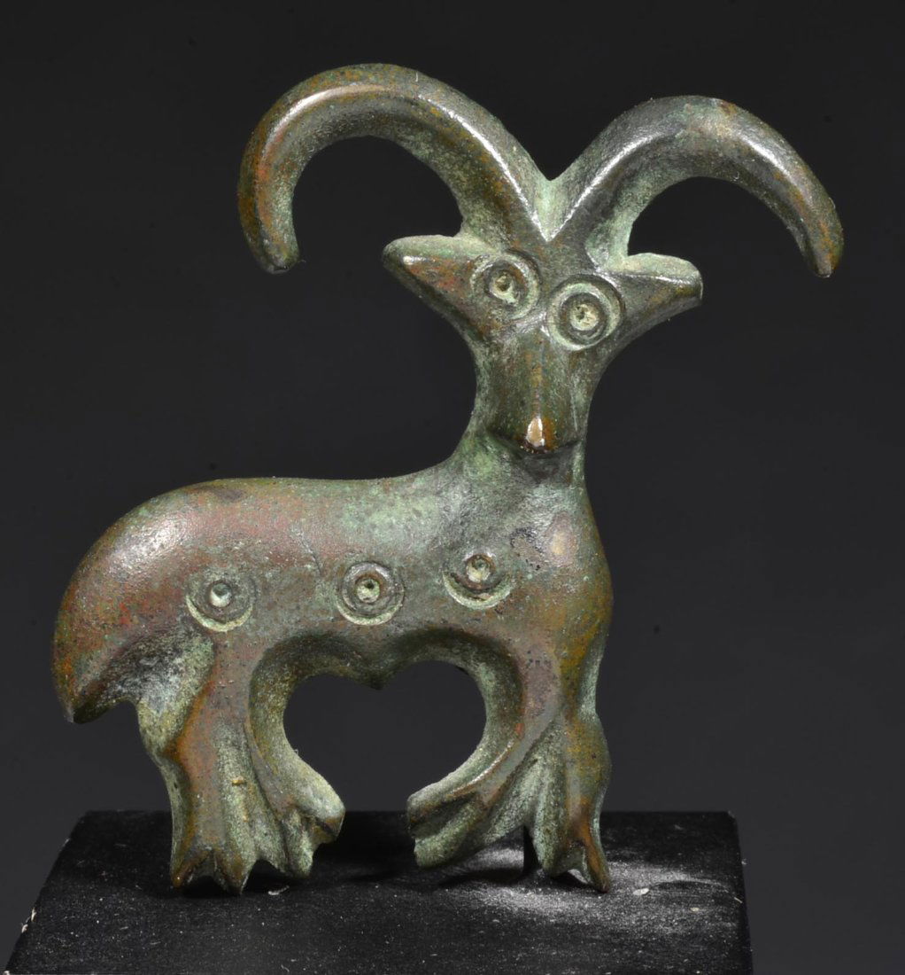 Ancient Islamic Seljuk Bronze Ibex attachment Brooch Pin (1 of 6)