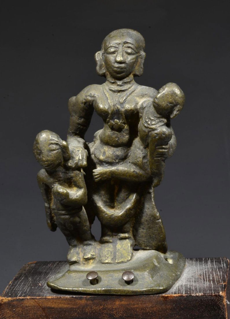 India Bronze Cast Seated Mother Goddess with Children (1 of 4)