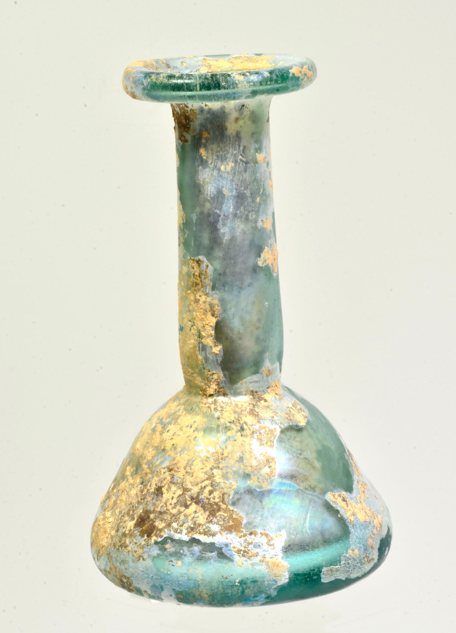 Roman Green Glass Candlestick Unguentarium (1 of 3)