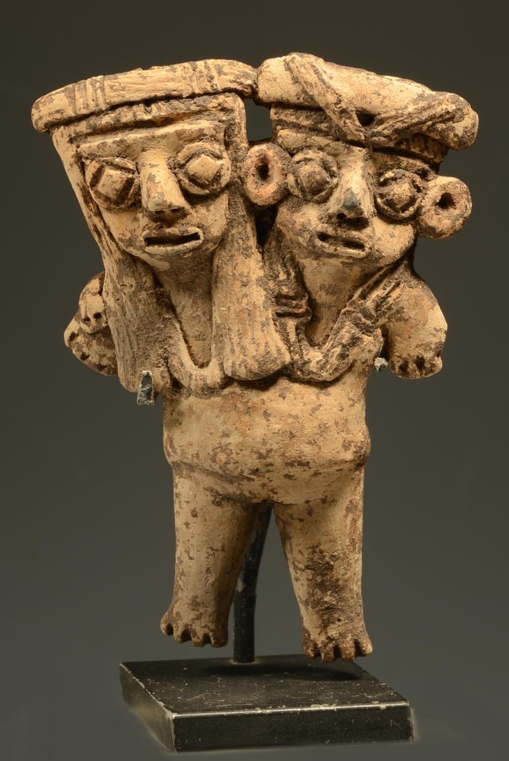 Rare Michoacan Pottery Two-Headed Pretty Lady Figure (1 of 3)