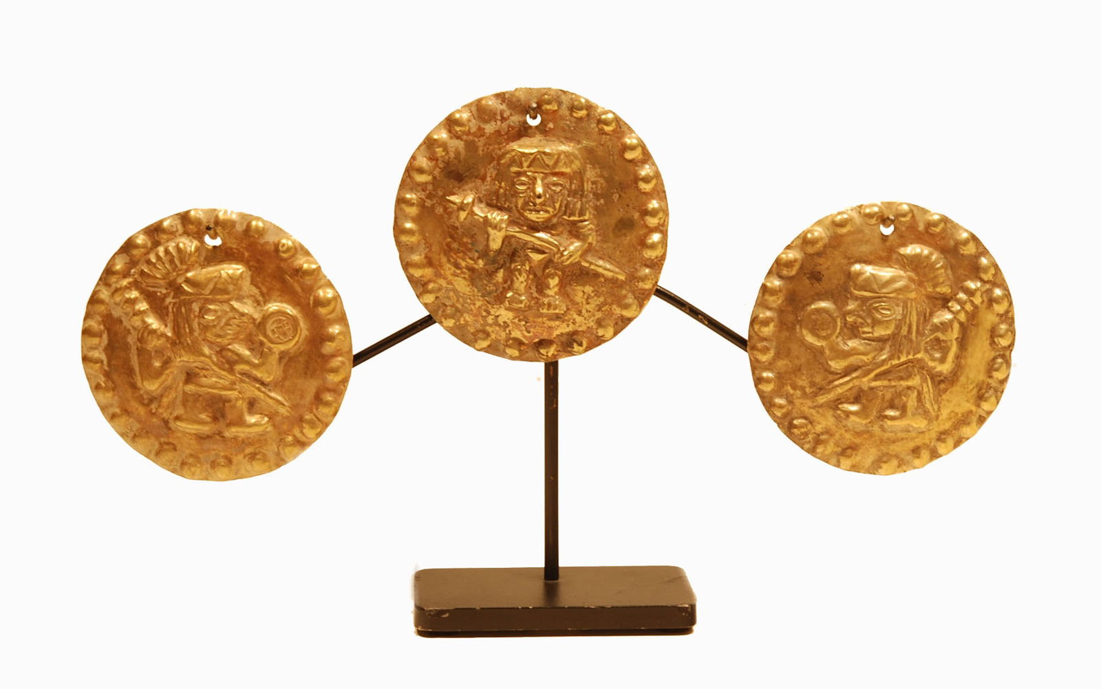 Three Moche Gold Applique Discs with Warriors (1 of 7)