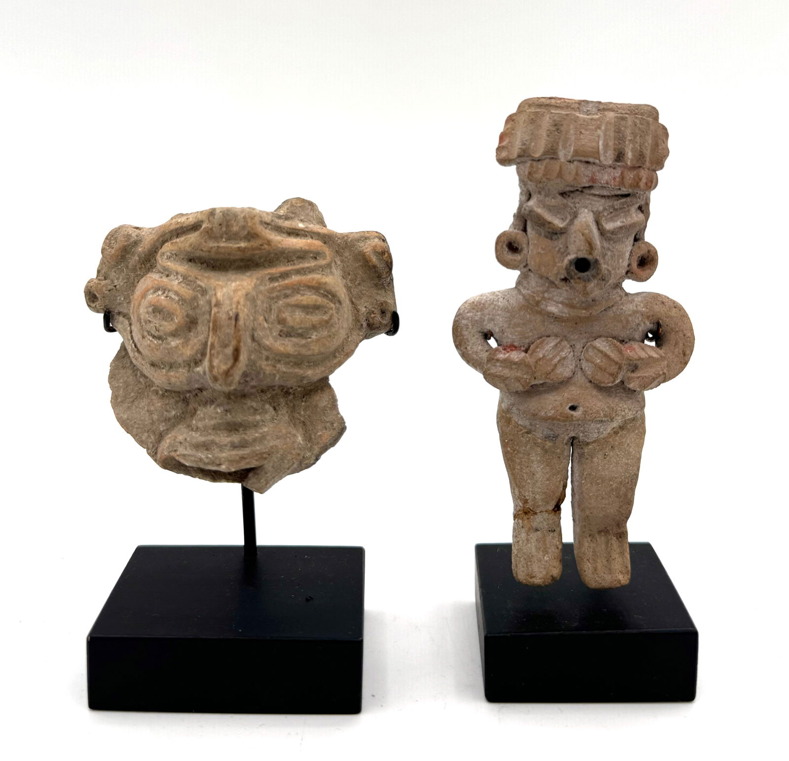 2pc Pre-Columbian Lot: Taino Pottery Head and Pretty Lady (1 of 9)