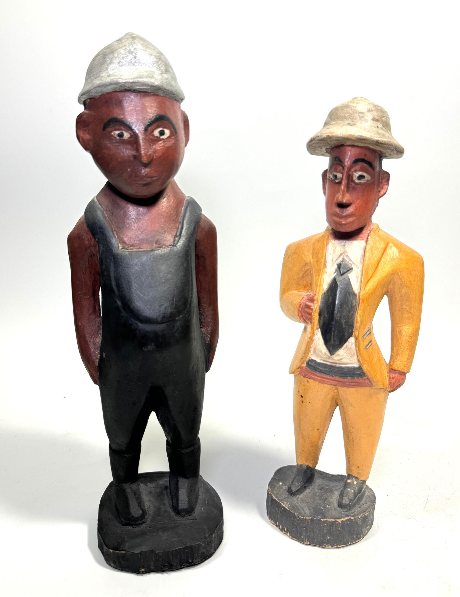 Pair African Baule Colonial Wood Figures in Western dress, (1 of 4)