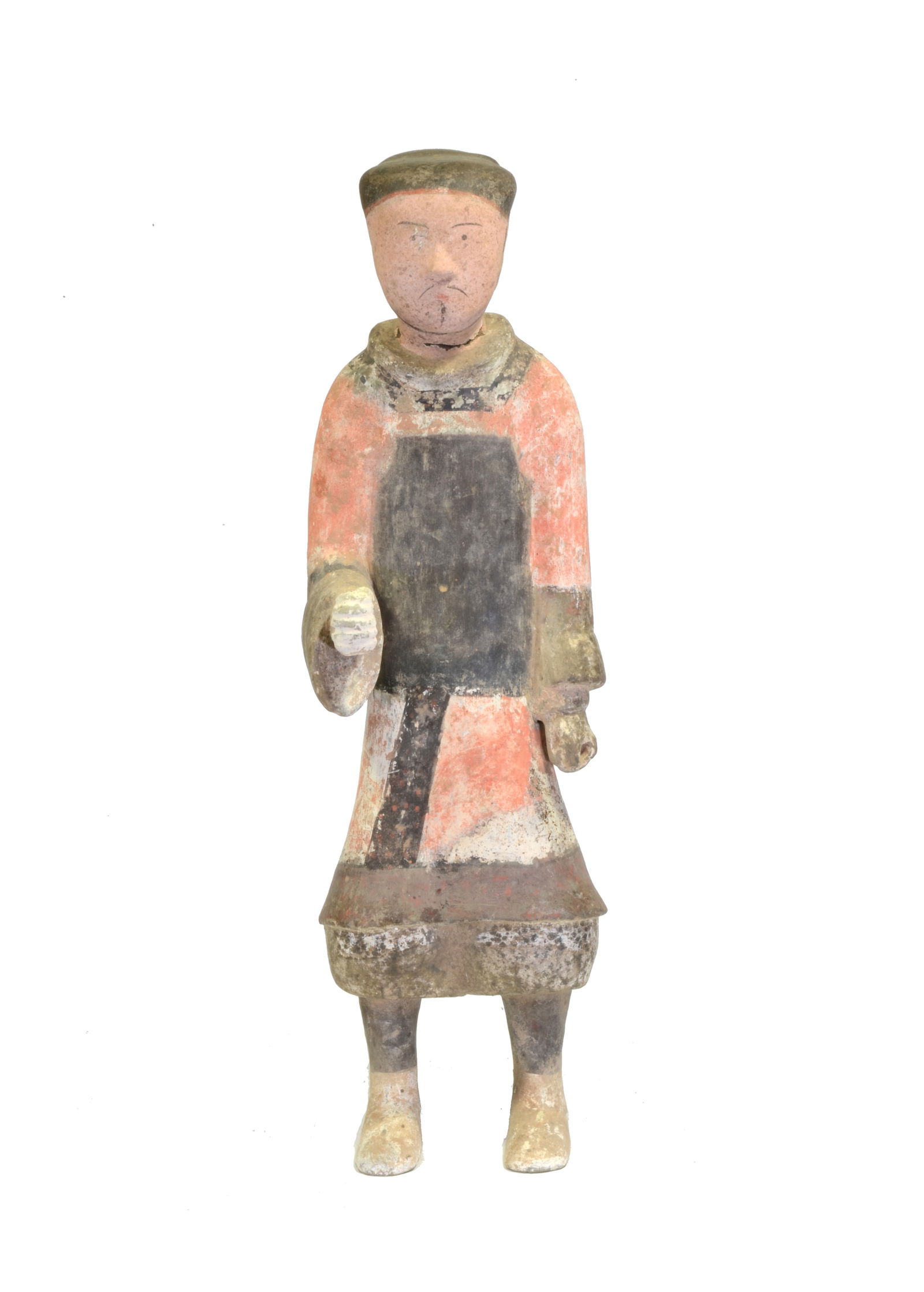 Tall Ancient Chinese Han Terra Cotta Polychrome Painted Soldier Figure (1 of 4)