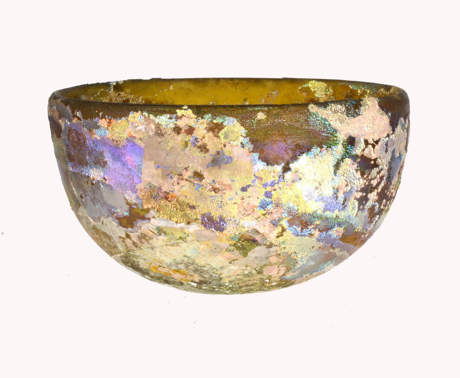 Greek Hellenistic Yellow Glass Wheel Cut Bowl (1 of 7)