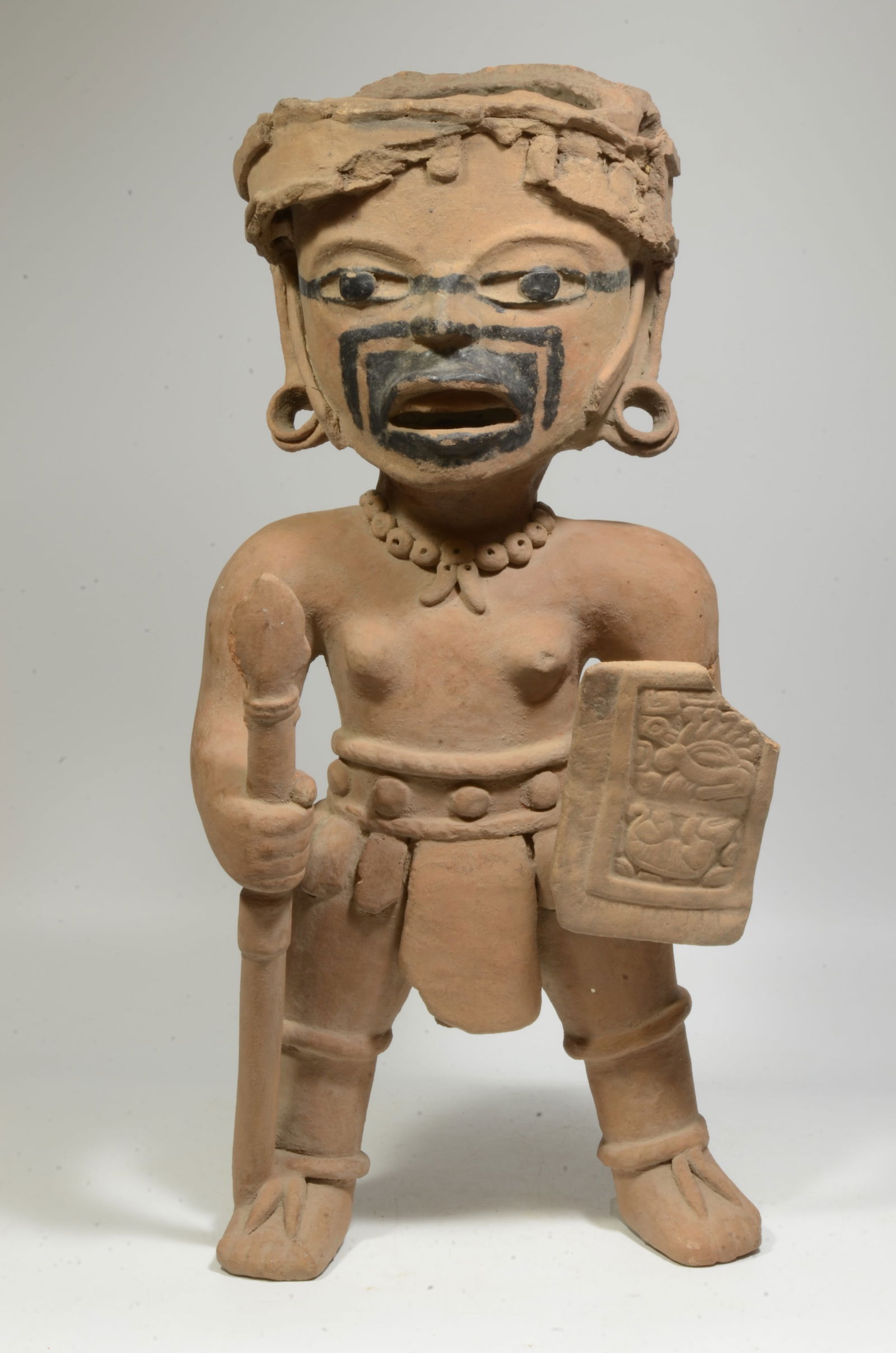 Large Pre Columbian  Vera Cruz Standing Warrior Figure (1 of 7)