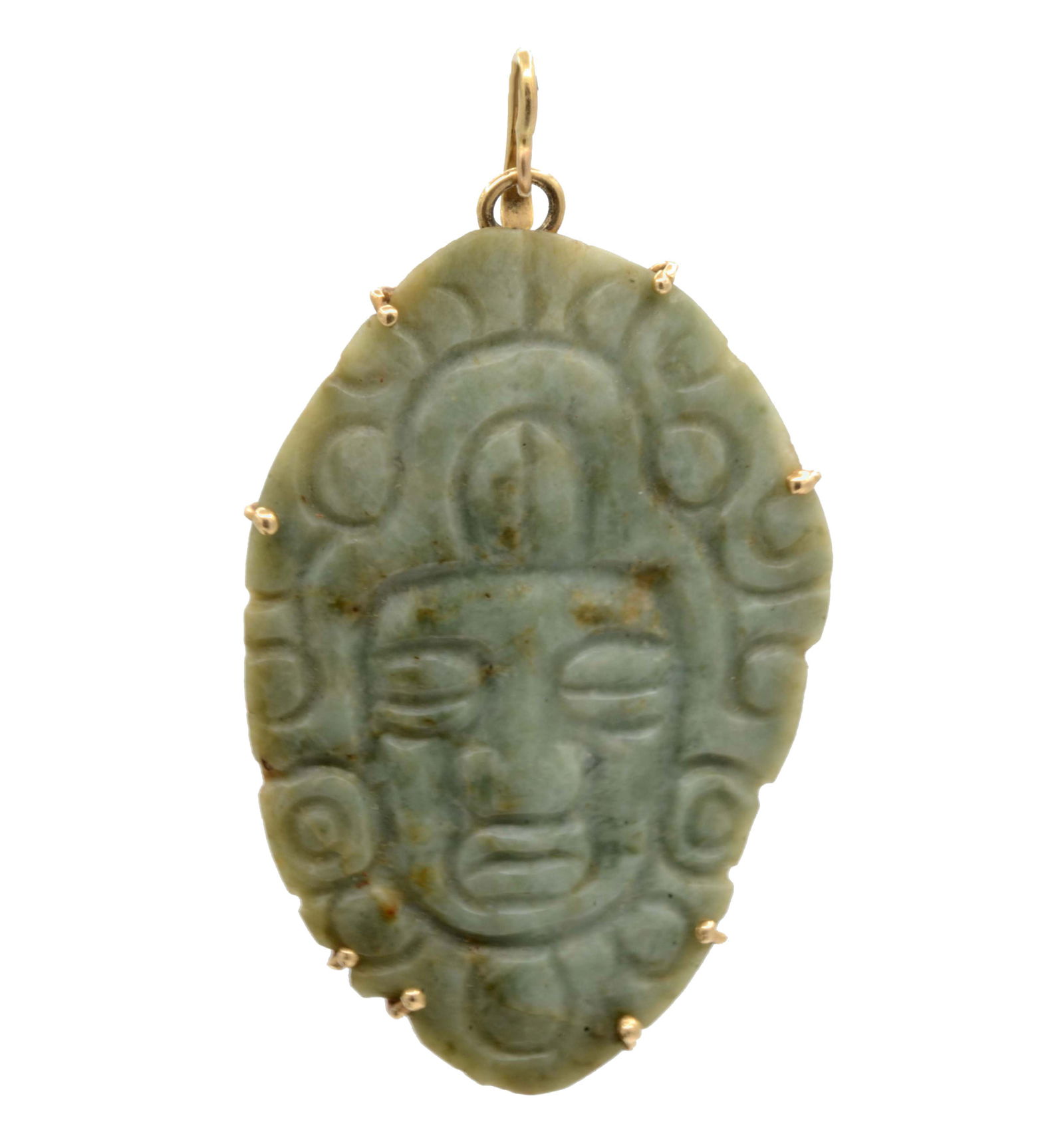 Classic Maya to Mixtec Green Jade Stone Pectoral Pendant (1 of 4)
