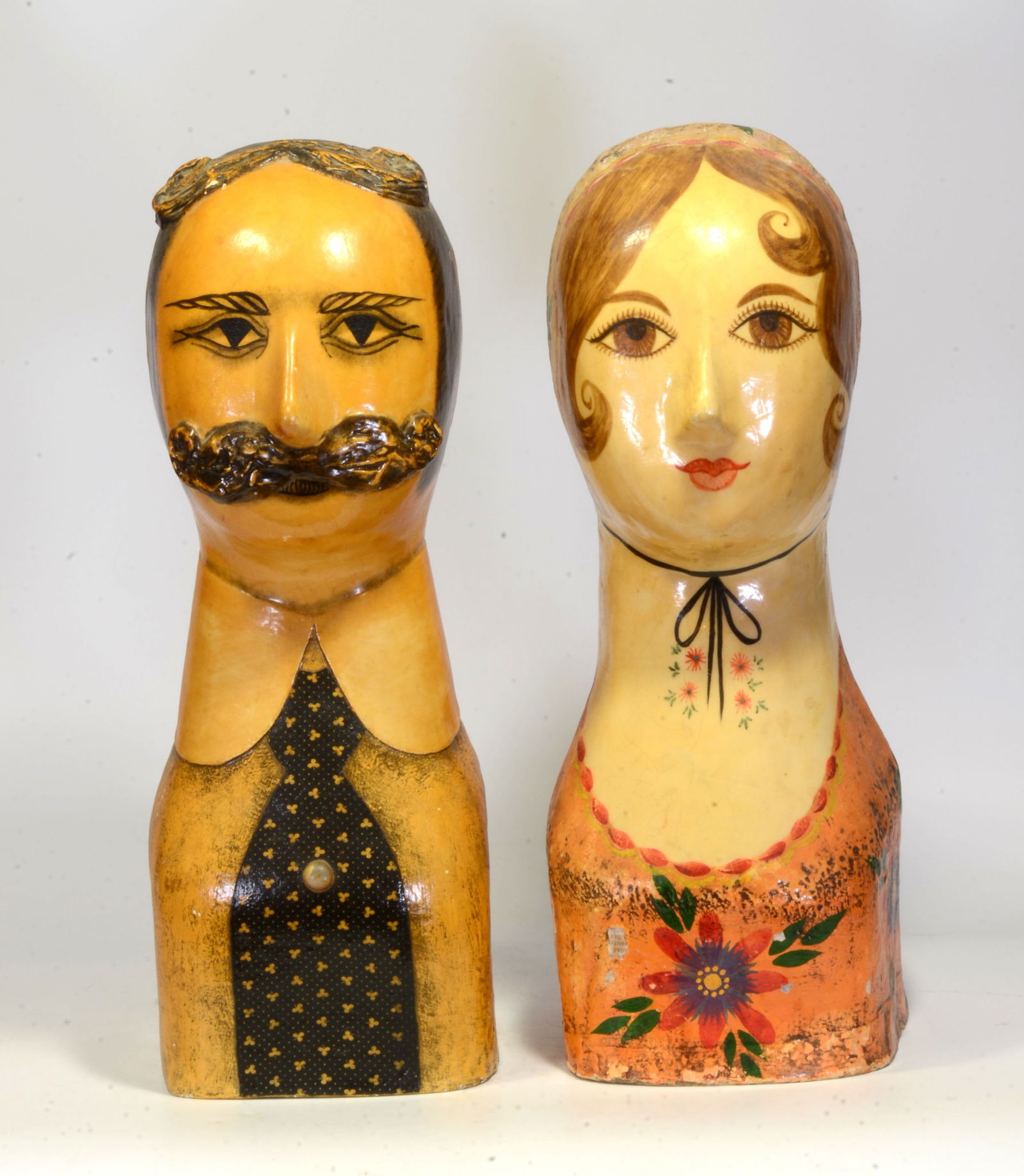 Two 1960s Painted Papier-Mache Heads by Gemma Taccogna (1 of 5)