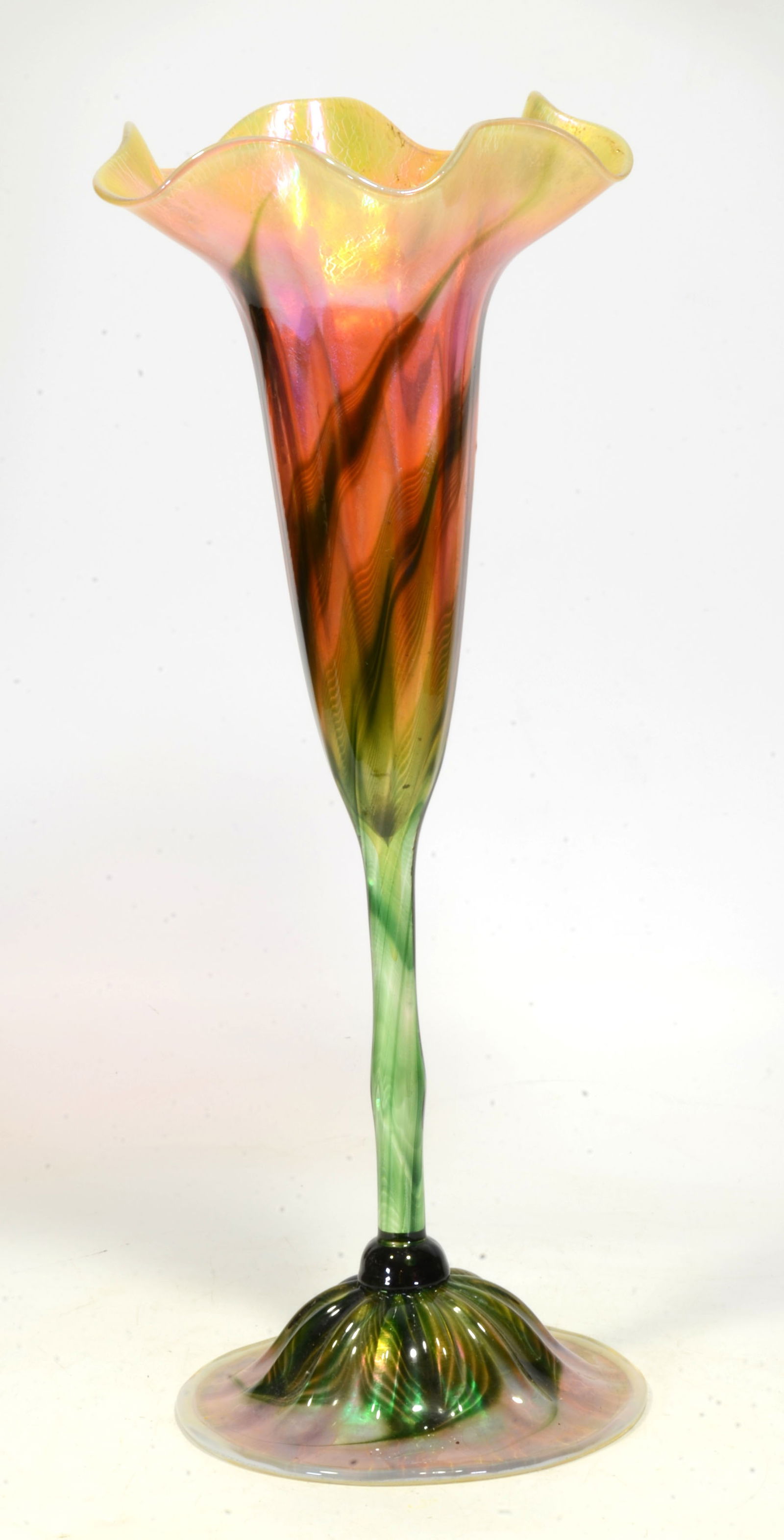 James Lundberg Studio Art Glass Iridescent Trumpet Vase (1 of 5)