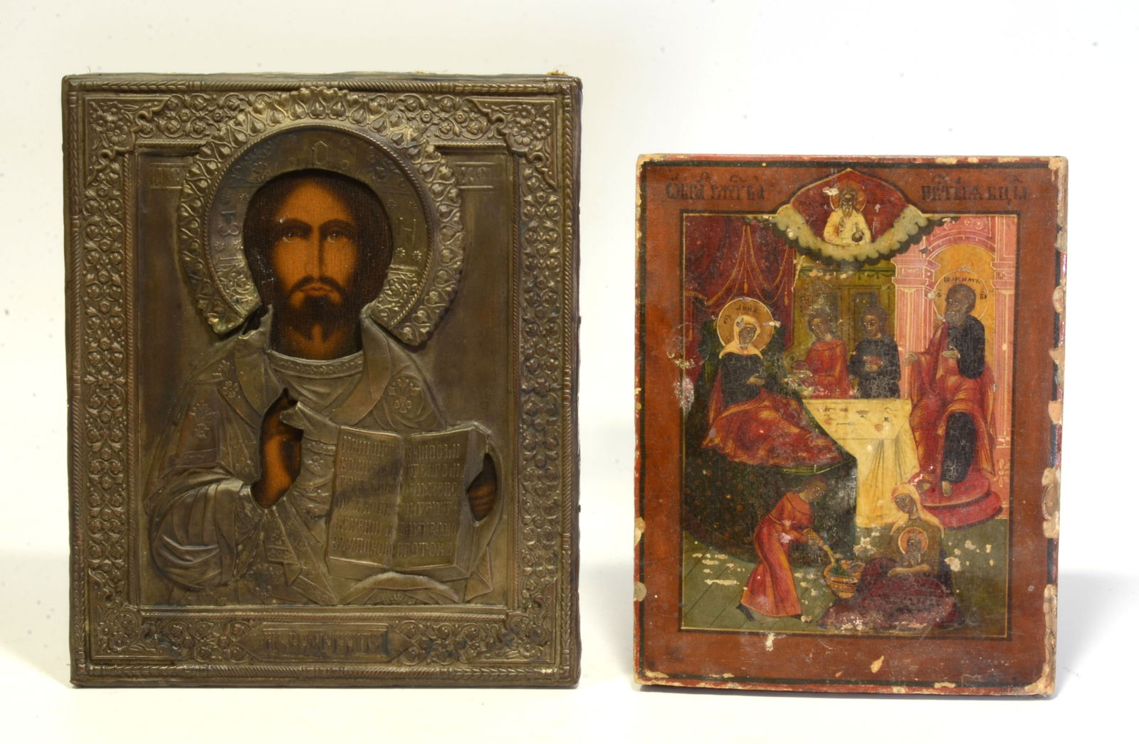 Two Russian Icons, one with Riza, one tempera on board (1 of 5)