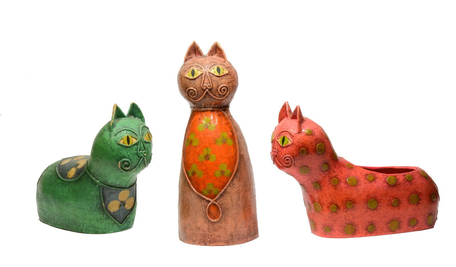Three 1960s Painted Papier-Mache cats by Gemma Taccogna (1 of 3)