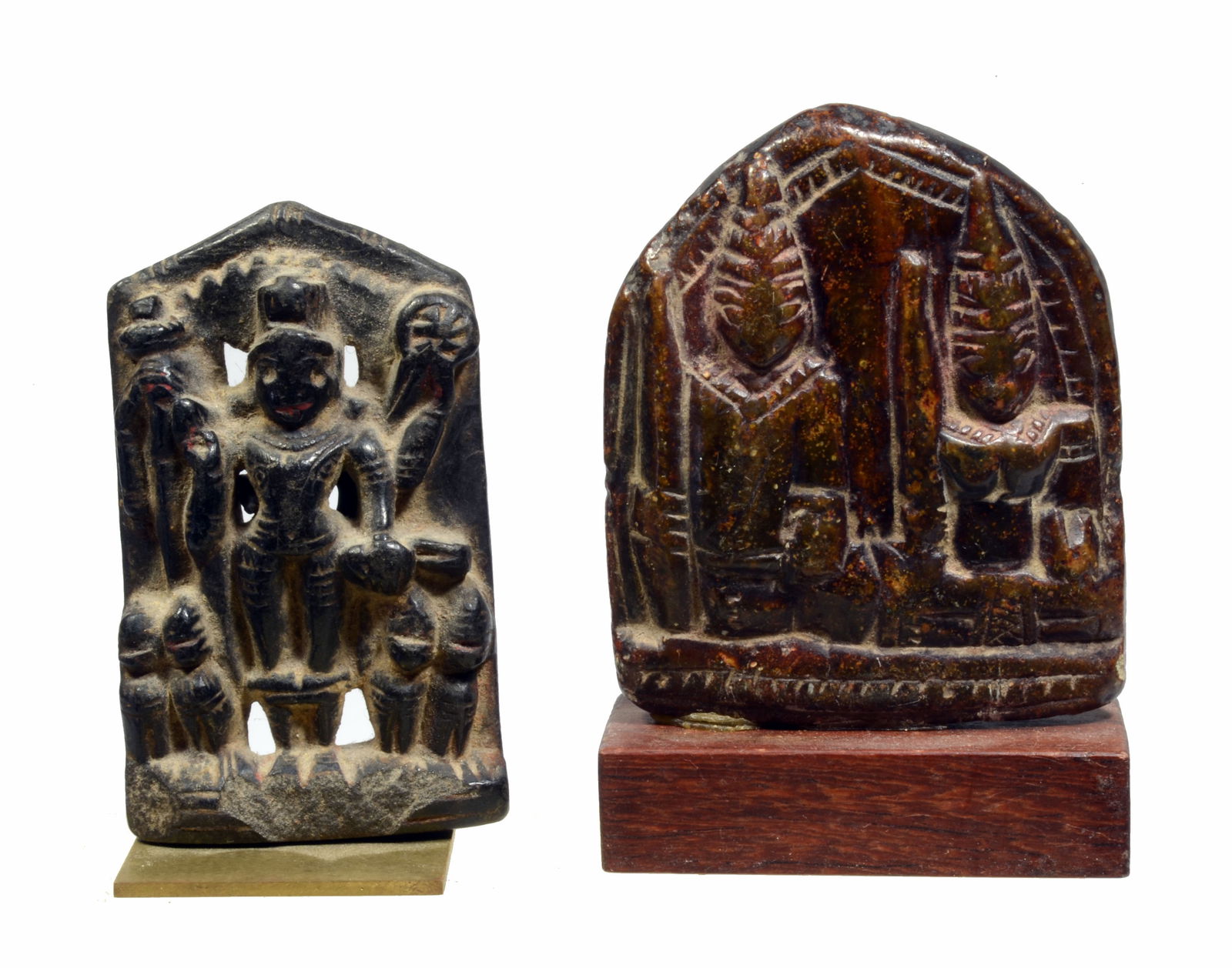 Pair India Nepal stone miniature shrine stela (2) (1 of 3)