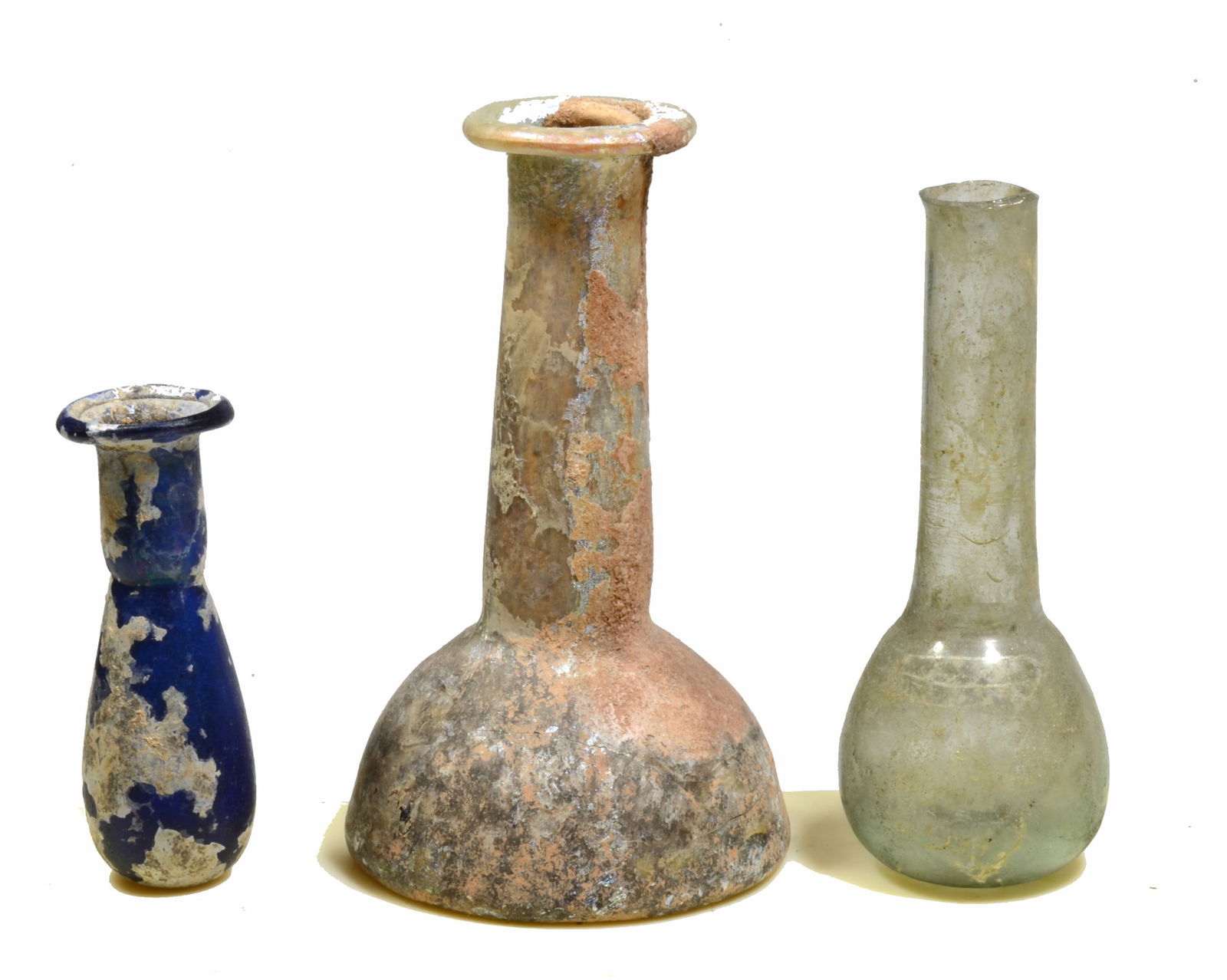 Three Ancient Roman Glass Blown Unguent Bottles (1 of 4)