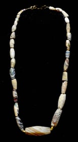 Ancient Glass, Gold & Western Asiatic Stone Bead Necklace