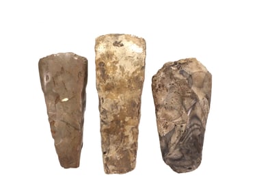 Danish Neolithic Brown Chert Stone Hand Axes (3)