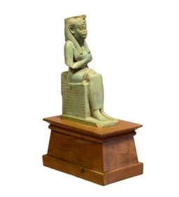 Egyptian Faience Isis & Horus Seated Figure