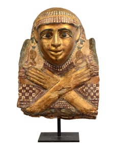 Egyptian Gilt Cartonnage Sarcophagus Mask