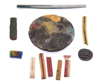 Egyptian 10 fragments of Egyptian glass inlays