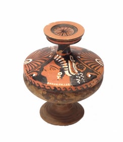 Apulian Red Figure 'Lady of Fashion' Lekanis Lid and Corinthian Base