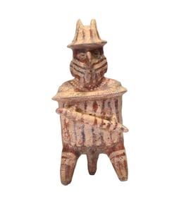 Nayarit Pottery Barrel Carassis Seated Warrior